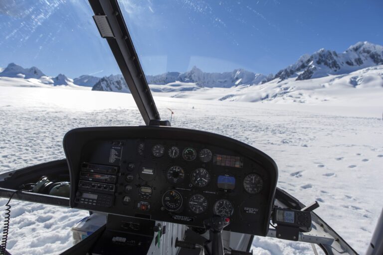 Fox Glacier, Fox Glacier, New Zealand,Helicopter landing on Fox Glacier, New Zealand